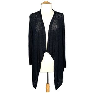 Pronto Women’s Sz M/L Black Long Sleeve Loomed Crochet Cardigan Great Condition